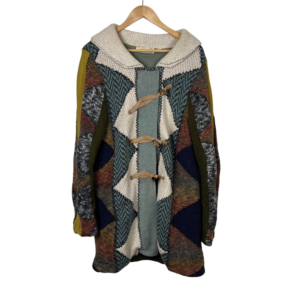 Charlie & Robin Patchwork Knit Toggle Sweater Jac… - image 8